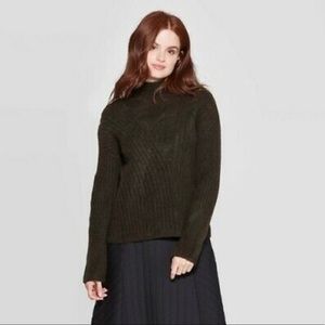 Prologue Mock Turtleneck Stitch Pullover Sweater, Knit, Cottagecore